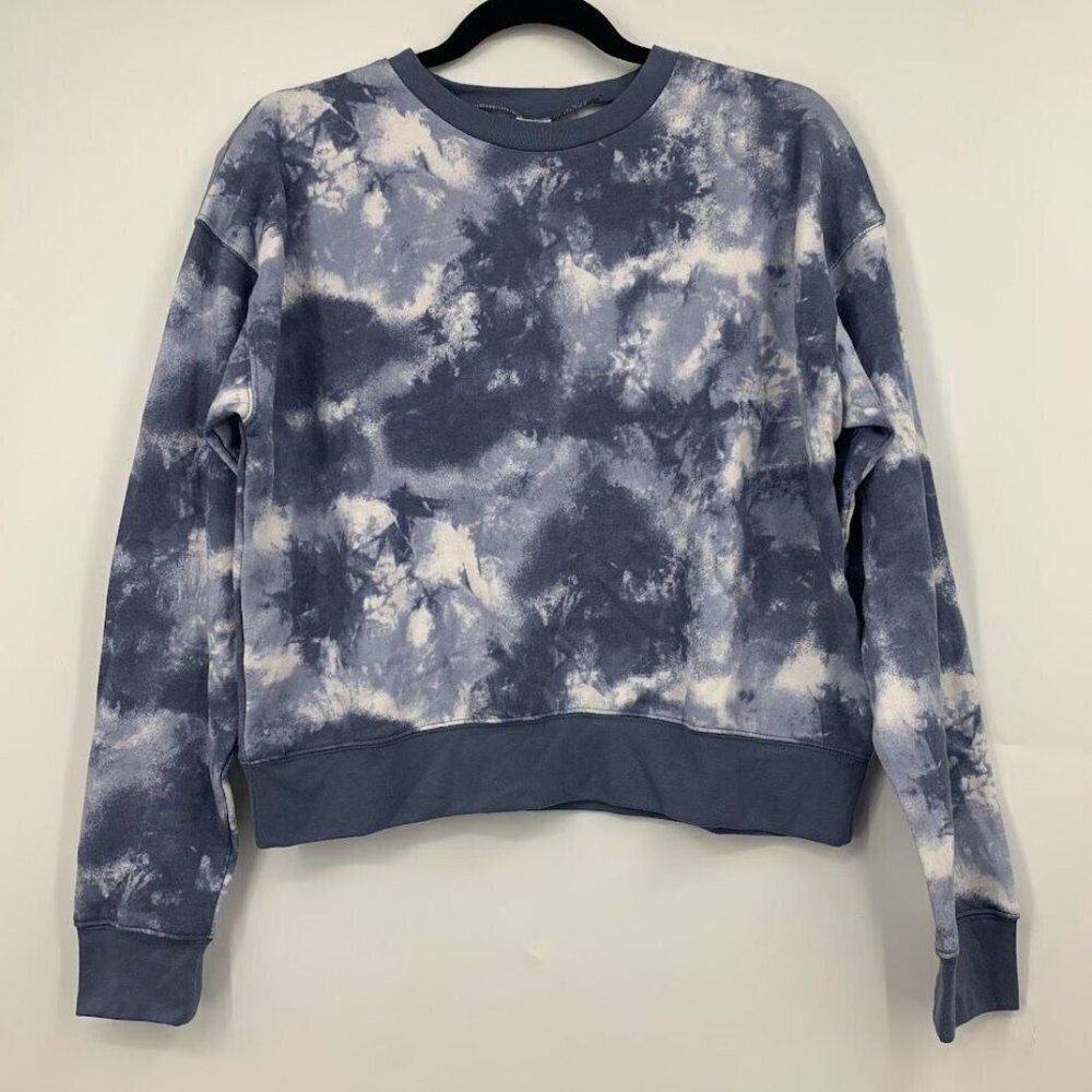 Abound Nordstrom Women's Crew Neck Long Sleeve Sweatshirt in Blue Ivory SZ M NWT